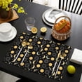 thumbnail image 4 of Black Sun Moon Star Pattern Summer Placemats Table Placemats Set Of 4-Linen Kitchen Washable Placemats Table Mats 11.8"x17.7" Non-Slip Heat Resistant, 4 of 6
