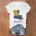 thumbnail image 2 of Camiseta de Manga Corta con Cuello en V Impresa para las Mujeres, 95% Poliéster 5% Spandex Vintage Top Ligero para Diario, Fiesta Y Primavera, 2 of 3