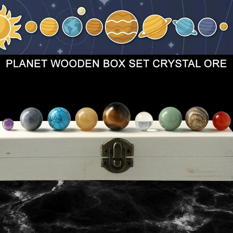 QHUDLV Nine Planets Crystal Set – Solar Decor Gemstone Balls