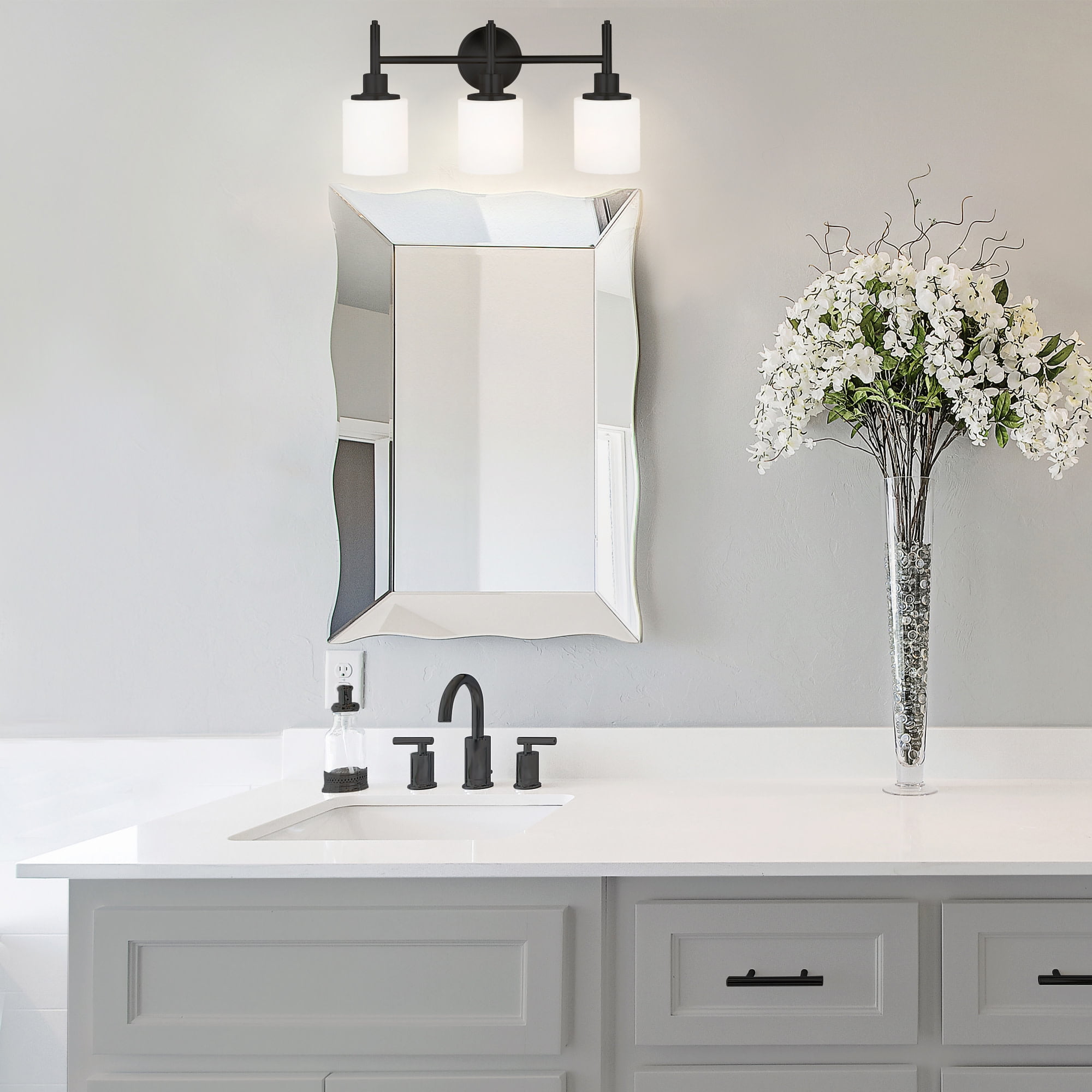 Design House Aubrey 3-Light Dimmable Indoor Bathroom Vanity Light with Frosted Glass