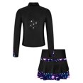 thumbnail image 4 of Manyakai Kids Figure Ice Skating Outfit Full Zip Up Jacket Rhinestone Sweatshirt with Colorful Skater Black 14, 4 of 7