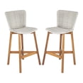 thumbnail image 5 of GZXS Outdoor Barstools Set of 2, PE Wicker Counter Height Chairs with Acacia Wood Legs, All-Weather Patio Seating for Patio, Deck, Garden, Light Gray, 5 of 10