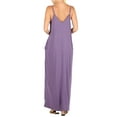 thumbnail image 3 of Zenana Women & Plus V-Neck Draped Jersey Beach Summer Cami Long Maxi Dress with Side Pockets, 3 of 5