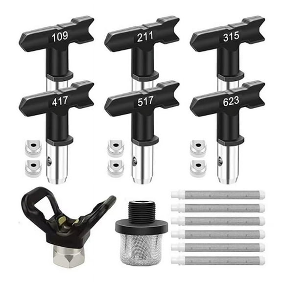 14 Pieces Airless Paint Sprayer Tips Set,Reversible Nozzle Tips ,Filter, Inlet Strainer and Nozzle Tip Guards