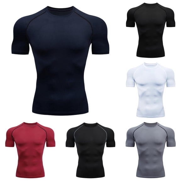ZXLBBD Mens T Shirts Quick-Dry Raglan Short Sleeve Workout Shirts Stretch Fit Crew Neck Summer Sports Athletic T-Shirts for Man Dailywear,Blue,3XL