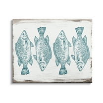 Stupell Indtries Vintage Fish Illtration Nautical Pattern Blue White Brown,20 x 16,Design by Daphne Polselli