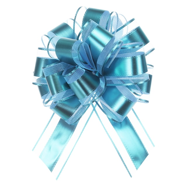 12pcs 9" Extra Large Pull Bow Metallic Gift Wrapping Bows Ribbon Organza Light Blue for Wedding Baskets Presents