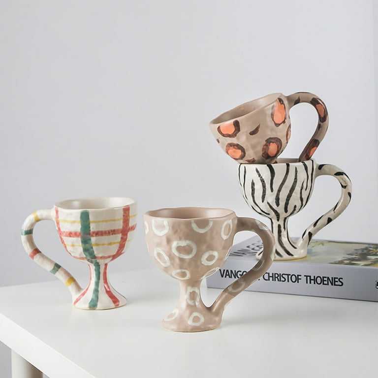 WEUNUM Coffee Mugs, Set of 6,Modern Colorful 14 Oz Cute Porcelain Mutil  Color