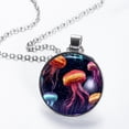 thumbnail image 2 of Jellyfish Glass Circular Pendant Necklace - Women's Jewelry, 2 of 5