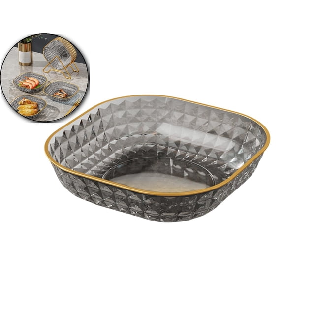 Dessert Plates 5.7 Inch, Pinch Bowls for Cooking Prep, Reusable Plastic Plates with Gold Trim & Raised Edge, Small Plates for Appetizers Salad Snack, Cocktail Sandwich