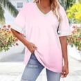 thumbnail image 4 of gakvbuo Women'S Plus Size Tunic Tops Oversized V-Neck Short Sleeve Color Blocks Summer Shirt Loose Sports T-Shirt, 4 of 8