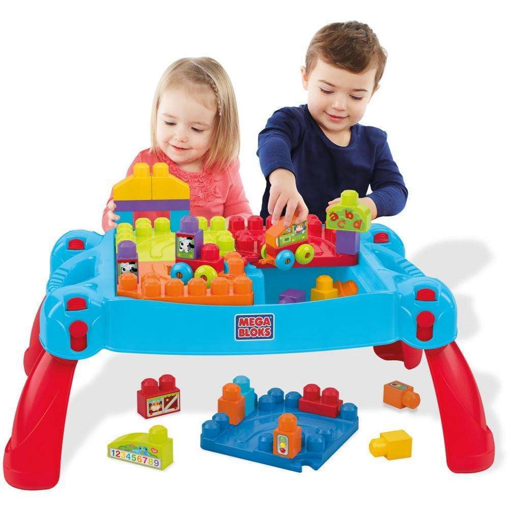 MEGA BLOKS Build n Learn Table Blocks for Toddlers 1 3 Blue Walmart