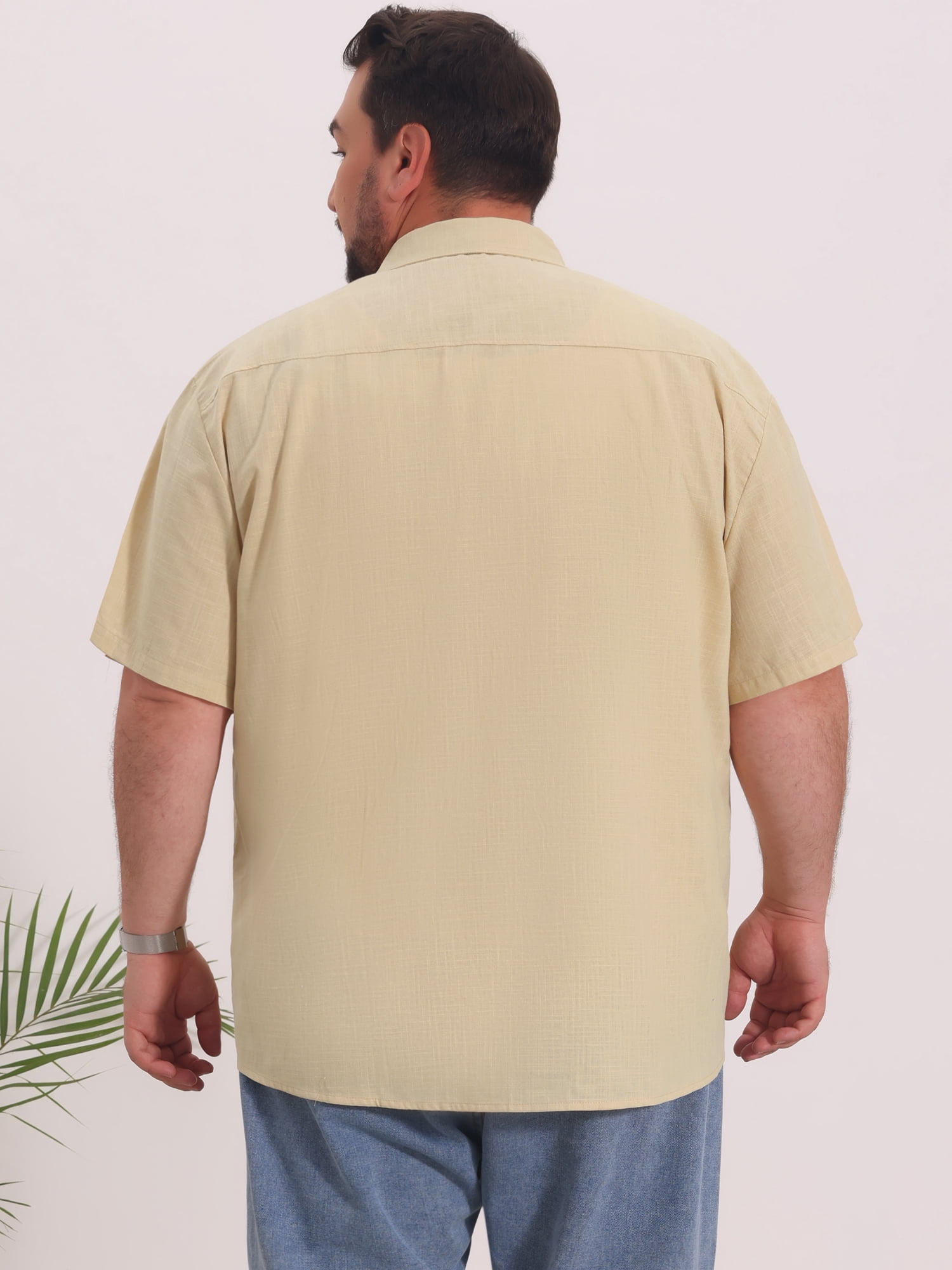 DARING DIVA Men's Big & Tall Summer Beach Camp Collar Short Sleeve Shirt XL Beige