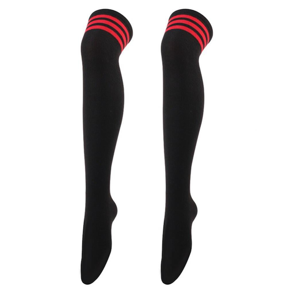 6 Pairs Over The Knee High Socks for Women Long Stockings Stretchy Soft Referee Retro Style Bulk Pack