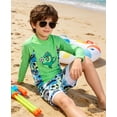thumbnail image 3 of Aideaone 2 Piece Boy's Swimsuit Set Long Sleeve Kids Rash Guard Bathing Suit Swimswear with Swim Trunks for 8-12Y, 3 of 5