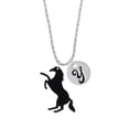 thumbnail image 2 of Delight Jewelry Acrylic 1.5 Black Horse Silvertone Script Initial Disc - Y - Charm Necklace, 20"+3", 2 of 4