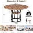 thumbnail image 2 of Bingirl Table à Manger Ronde Gain de Place pour 4 avec Rangement et Pattes en Métal, Brun, 2 of 7