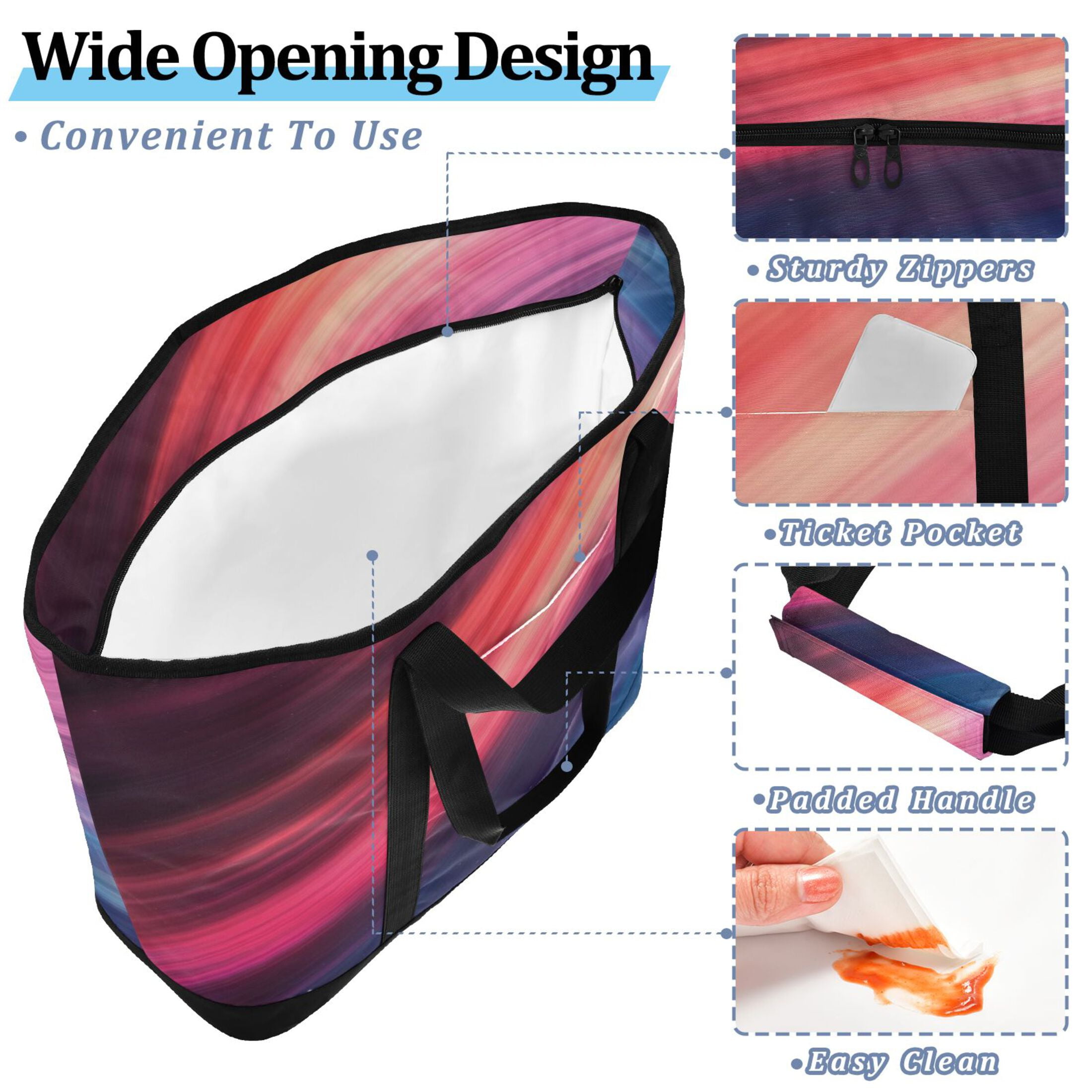 Large Hand-held Ice Pack Picnic Bag Insulation and Refrigeration Suitable for Shopping Picnics and Camping Red Blue Lines