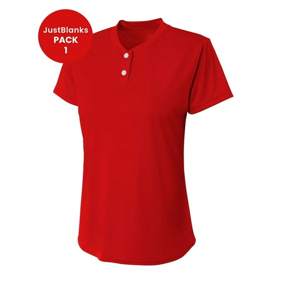 JustBlanks Women Short Sleeve Relaxed Fit Lightweight Performance 2 Button Athletic Henley T Shirts