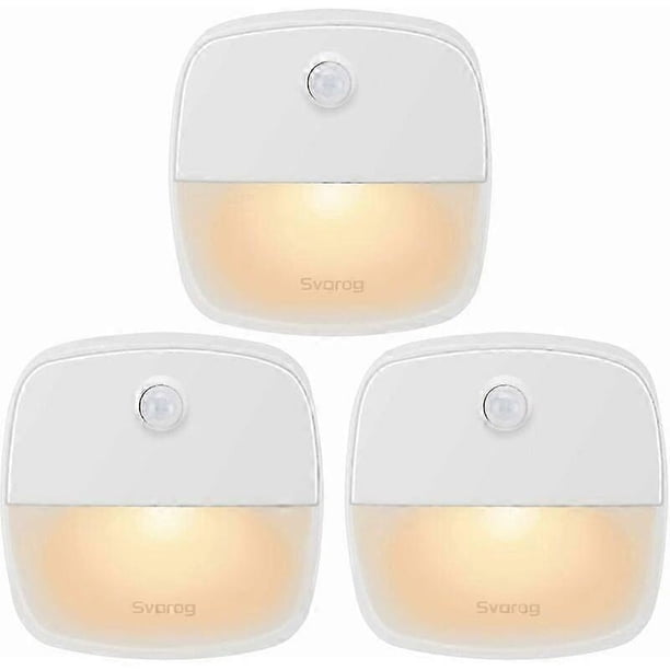 Indoor Motion Sensor Light Bedroom Battery Powered Motion Sensor Light Automatic LED Night Light for Security (Warm Light) 3PCS