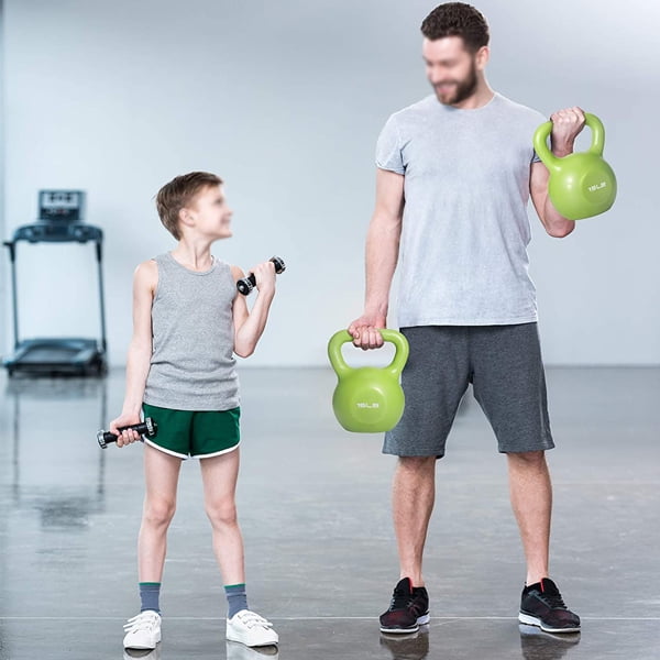 15lb Strength Training Kettlebell, Vinyl Coated Weight for Women & Beginners, Wide Grip Kettle Bell for Home Gym & Body Sculpting