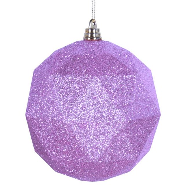 Boule de Noël Géométrique Pailletée Rose 8 Po.