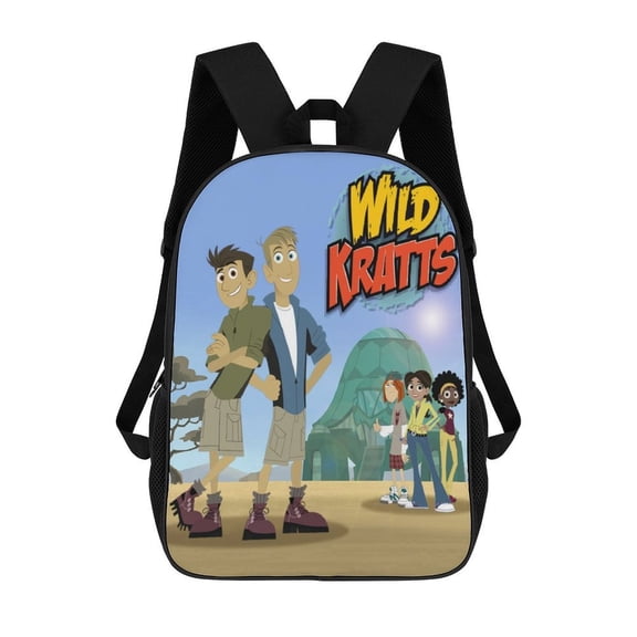 Lightweight Wild Cartoon Kratts Backpack for Women, Men, Unisex 17 Inch Schoolbag Backpack Rucksack Large Capacity Shoulder Bag Travel Bags Students Bookbag