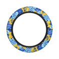 thumbnail image 7 of Jeiento Hibiscus Floral Golf Cart Steering Wheel Covers Blue Stretchable Golf Cart Steering Wheel Cover for Women Girls Feels Good in Handling Sun Shade Cover Golf Cart Accessories, 7 of 7