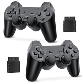 RetroFam 2Pack PS2 Controller Wireless for Playstation 2 Game Console, Black