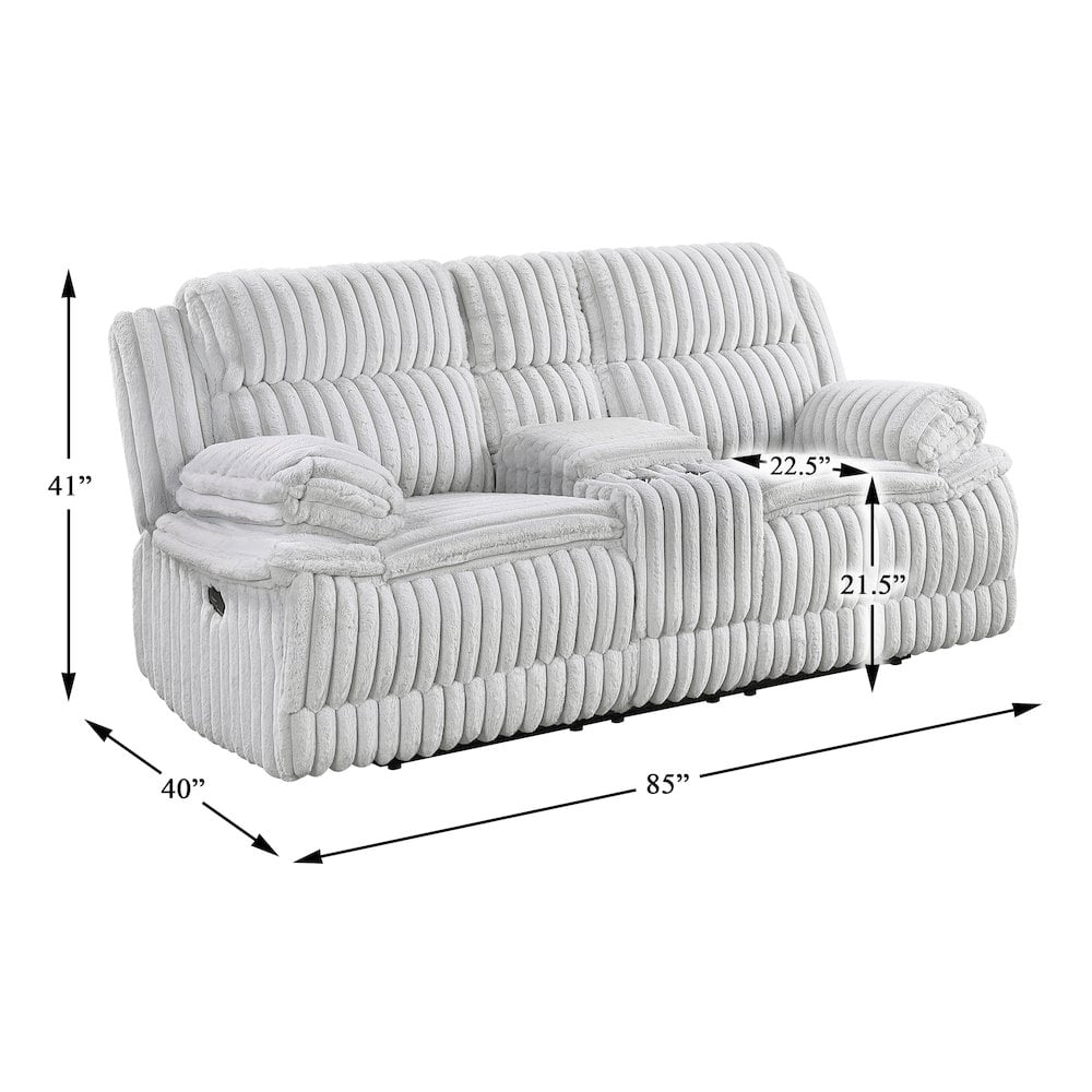 Lexicon Goodland Corduroy Double Reclining Love Seat with Center Console in Gray