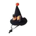 thumbnail image 2 of Pet Halloween Witch Hat, Mini Pointed Dog and Cat Costume with Bow, Spooky Fuzzy Ball Headwear with Chin Strap for Holiday Photos, 2 of 5