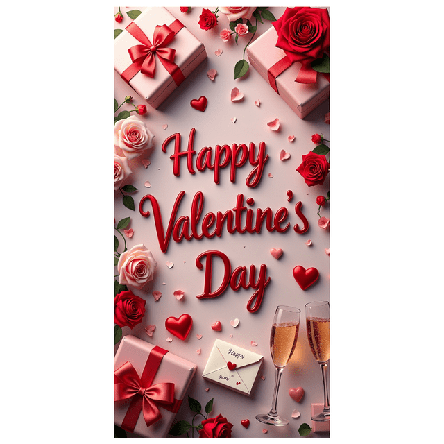Valentines Day Backdrop Romantic Hearts Festive Banner for Wedding Event Party Celebration Photography Props Background Decor