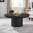 thumbnail image 6 of Coffee Tables 35.98inch Round Coffee Table with Cylindrical Leg,Wood Veneer Tabletop Table,Rounded Sofa Side Table for living Room Office,Black,Wooden Coffee Tables, 6 of 9