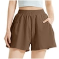 thumbnail image 2 of PIWHJQK Women Athletic Gym Yoga Shorts Women's 5 Inch Loose Style Solid Workout Shorts With Pockets Yoga Bottoms, 2 of 5