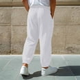 thumbnail image 5 of Cargo Pants For Men, Pants for Men Straight Leg Linen Pants Elastic Waist Drawstring Trousers Casual Beach Bussiness Dress Loose Fit Pant with Pockets White XXL, 5 of 7