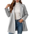 thumbnail image 6 of TGSLY Women's Wool Blend Swing Coat Soft Casual Collared Long Sleeve Jacket Loose Casual Solid Color Fall Winter Outerwear L, 6 of 10
