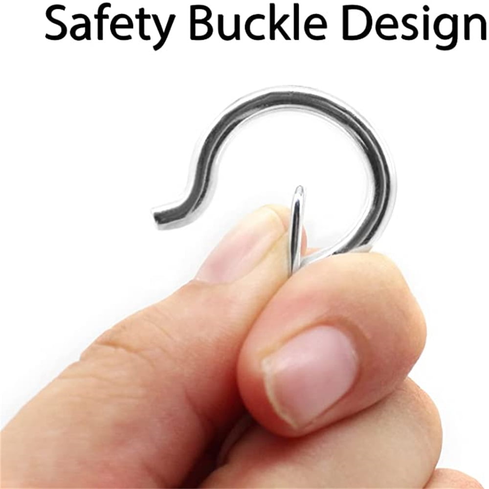 Kepooman 10 Pcs Q-Hanger, Home HolidayLights Hanger Hooks with Safe Buckle for Easy Release Outdoor Wire and Fairy Lights, Silver