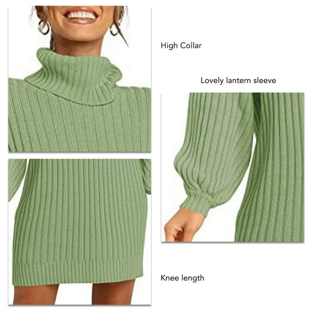 Vestidos De Sueter Para Mujer Rayas Verticales Comodos Mangas Largas De Linterna Vestido De Sueter Sueter Hasta La Rodilla Informal Para Dama Para Oficina Para Citas ANGGREK No Bodega Aurrera en