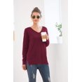 thumbnail image 6 of MLANM Women's V-Neck Pullover Sweaters Side Split Tunic Sweatshirt Casual Long Sleeve Knit tops, S Wine Red, 6 of 6