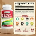 thumbnail image 2 of Best Naturals L-Arginine L-Ornithine - 1000 mg per Serving - 120 Tablets, 2 of 8