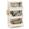 thumbnail image 1 of Gymax 4 Tier Rolling Laundry Basket w/ Wheels Stackable Plastic Storage Cart w/ Handles & Hooks, 1 of 10