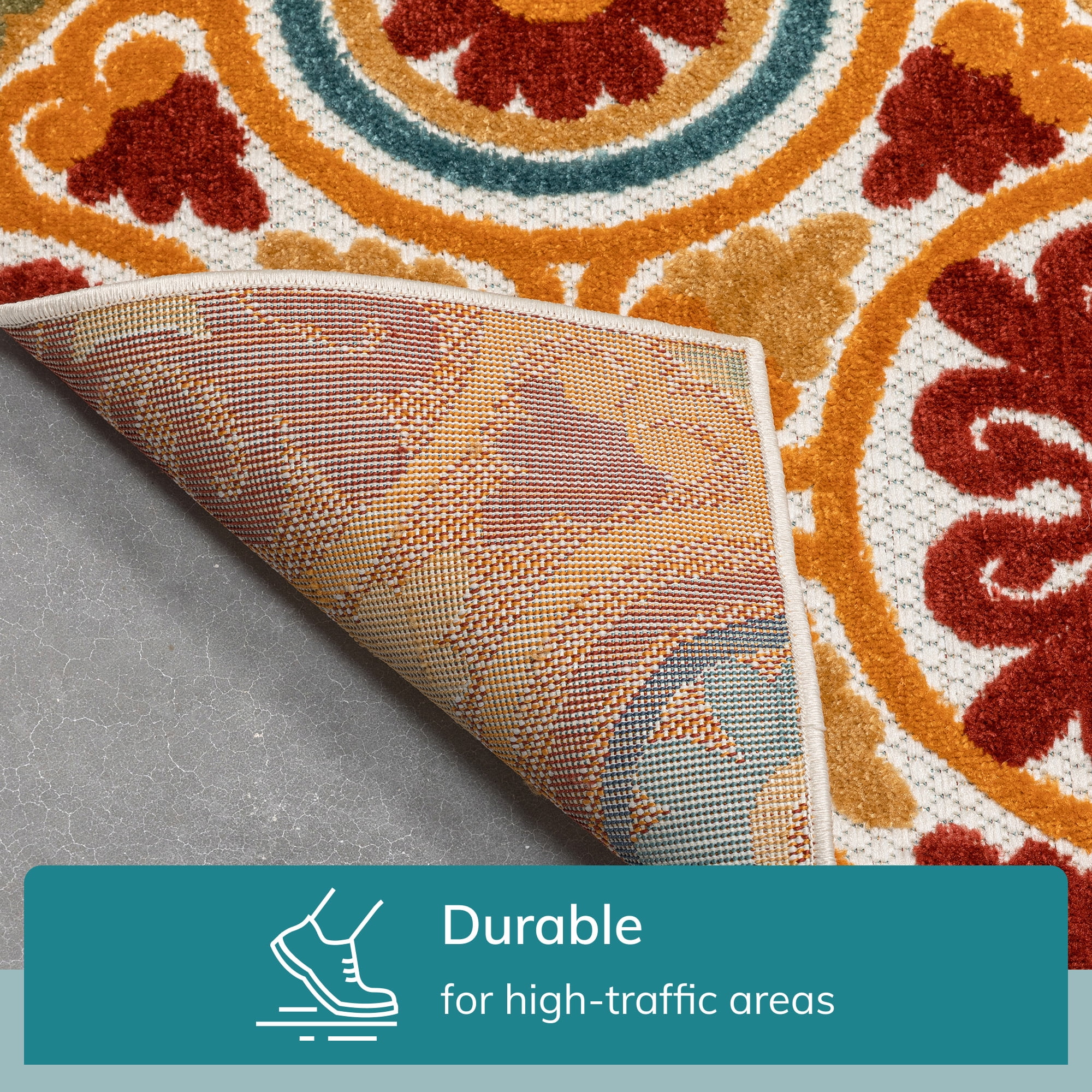 Well Woven Dorado Audun Modern Geometric Red Indoor/ Outdoor High-Low Pile 2'7" x 9'10" Runner Rug