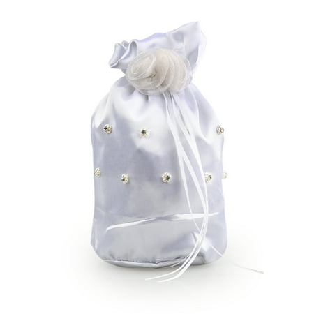 

Etereauty White Bridal Bridesmaid Satin Flower Decorated Dolly Bag Handbag (Flower Pearl)