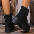 thumbnail image 6 of Lovskoo 2024 Women's Middle Ankle Boots Vintage Dressy Platform Metal Belt Buckle Muffin Ankle Boots Black, 6 of 9