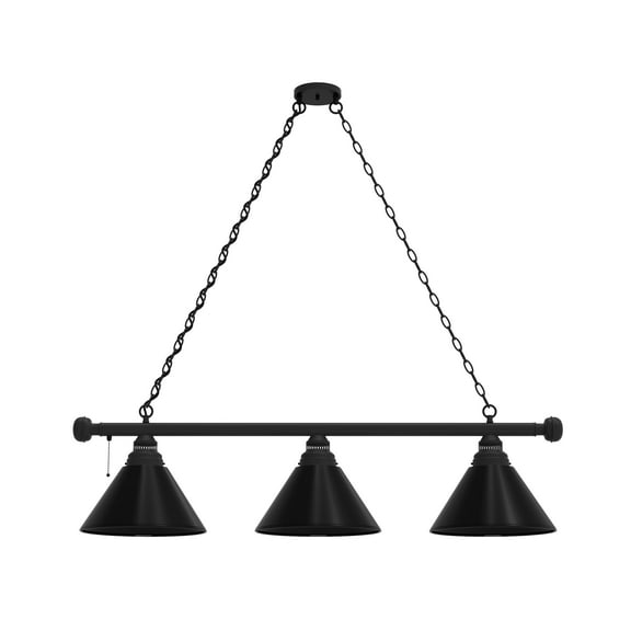 Plain Black 3 Shade Billiard Light with Black Fixture