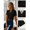 thumbnail image 5 of Jsaierl Tops for Women Short Sleeve Plus Size Elegant Button Up Shirts V Neck Work Tunic Blouses Fashion Solid T-shirts Top XS-2XL, 5 of 9