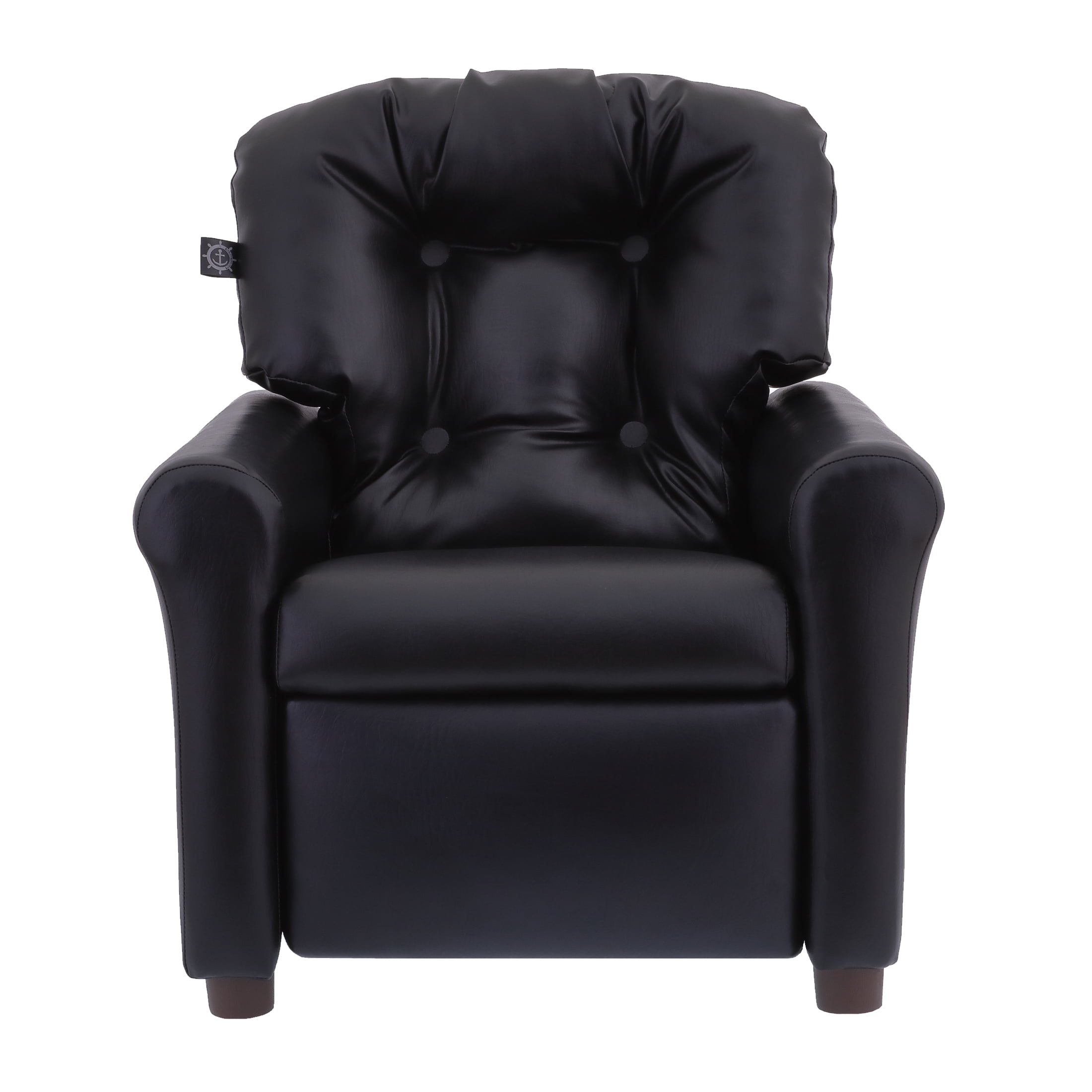 The Crew Furniture Traditional Kids Recliner Chair, Toddler Ages 1-5 Years, PU Faux Leather Black