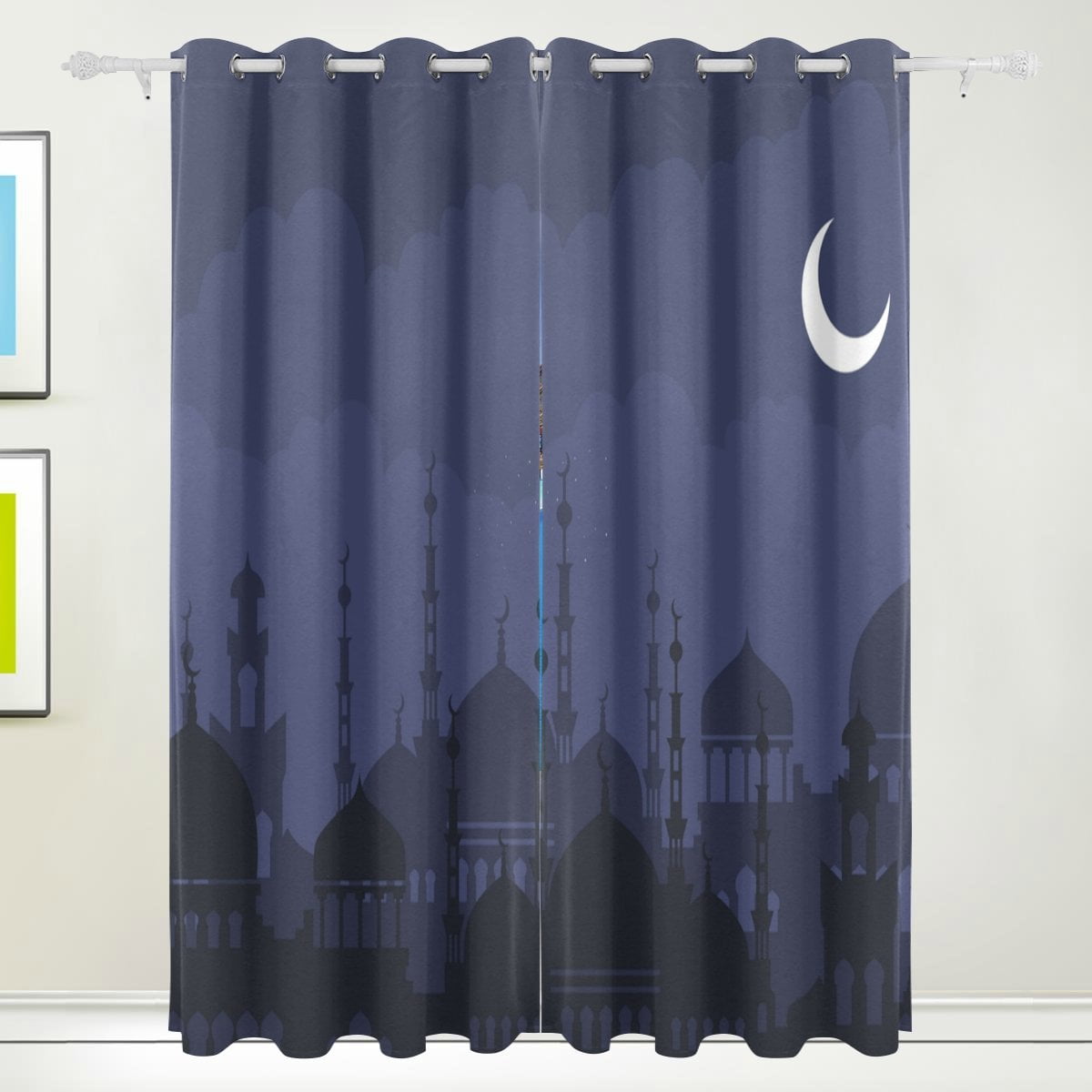 POPCreation Arabian Night With Mosque Background Window Curtain