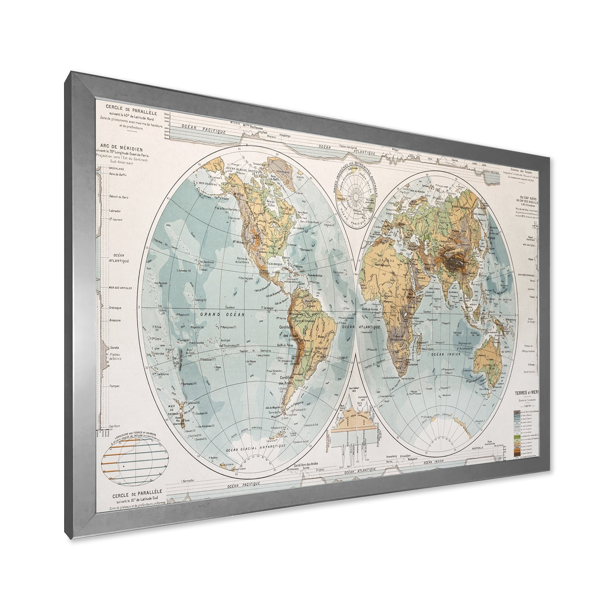 Designart 'Ancient World Map II' Rustic Framed Art Print