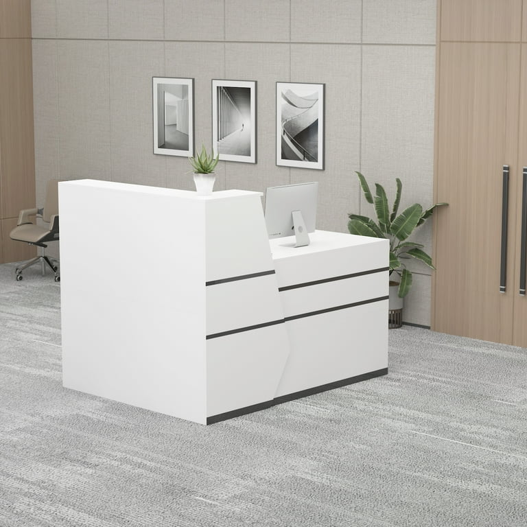 MONSLIPA 55 inch L-Shape Reception Desk: Durable, with Keyboard